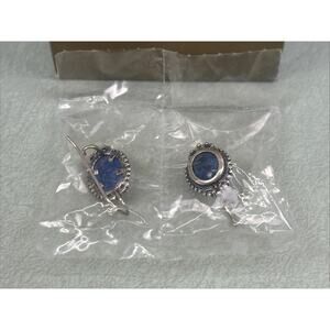 Vintage Sterling Silver Earrings Denim Lapis Pierced Jewelry 1998 Avon